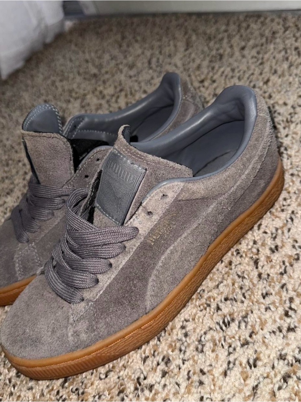 Puma Gray Suede Sneakers with Gum Sole